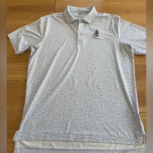 Peter Millar Light Gray Micro Floral Polo with PGA Logo